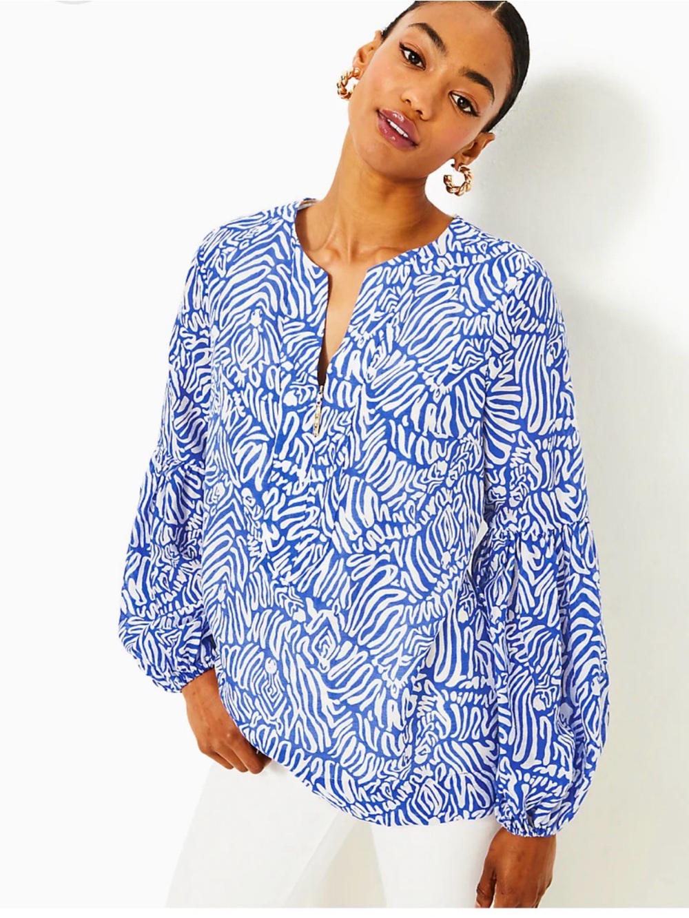 Lilly Pulitzer Laurelie Top Martinique Blue Zee Bebe Women XS 00 NWT